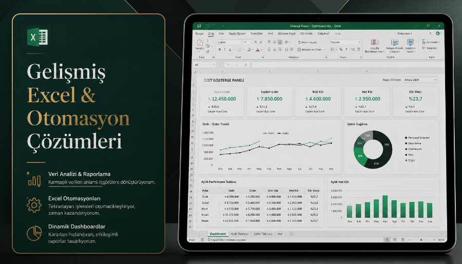 Ben, Excel ile veri analizi ve dashboard tasarımı yaparım