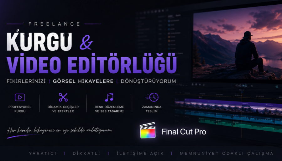 Profesyonel olarak video kurgu hizmeti veriyorum